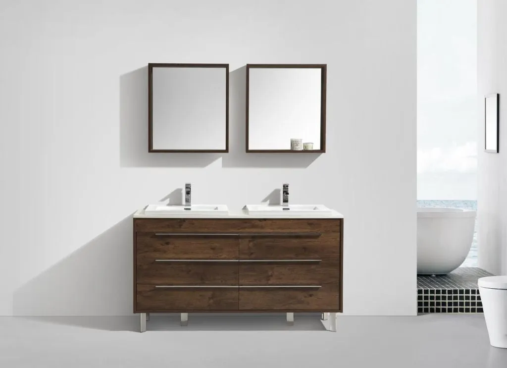 Aquamoon Roma 60 Double Modern Bathroom Vanity Set - Rosewood