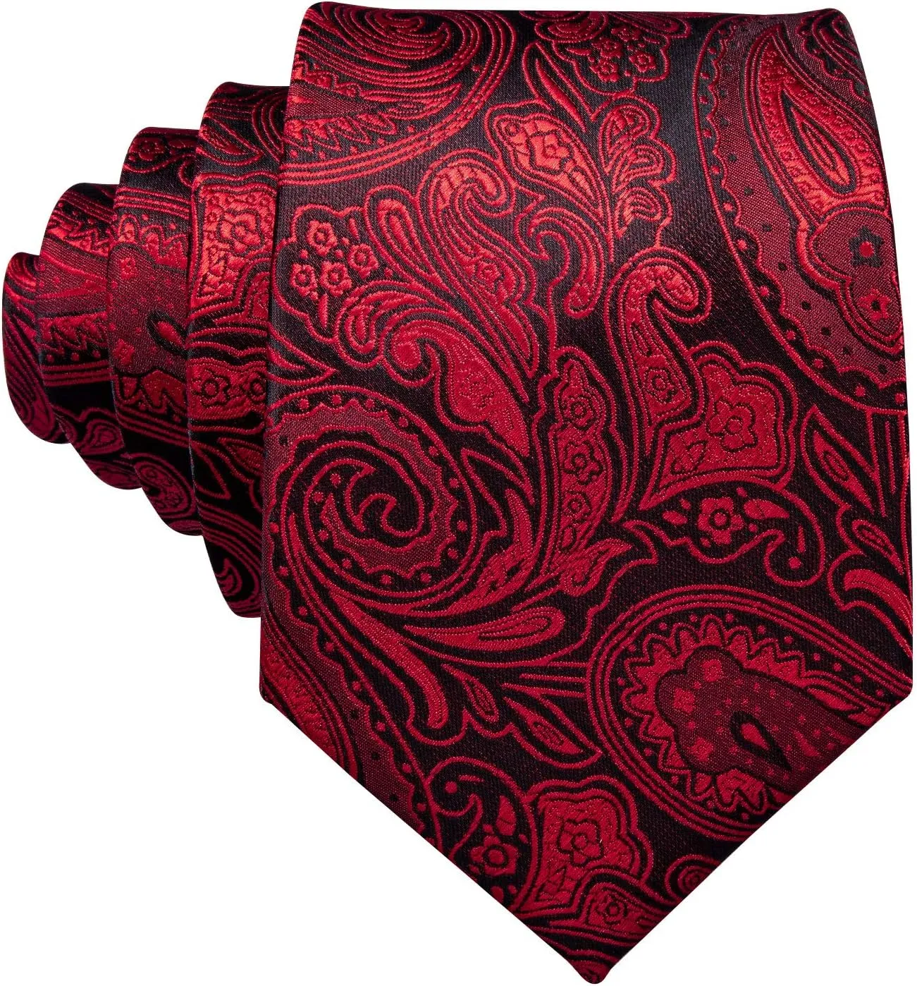 Barry.Wang Men Ties Paisley Woven Silk Necktie Set with Pocket Suqare Cufflinks Formal