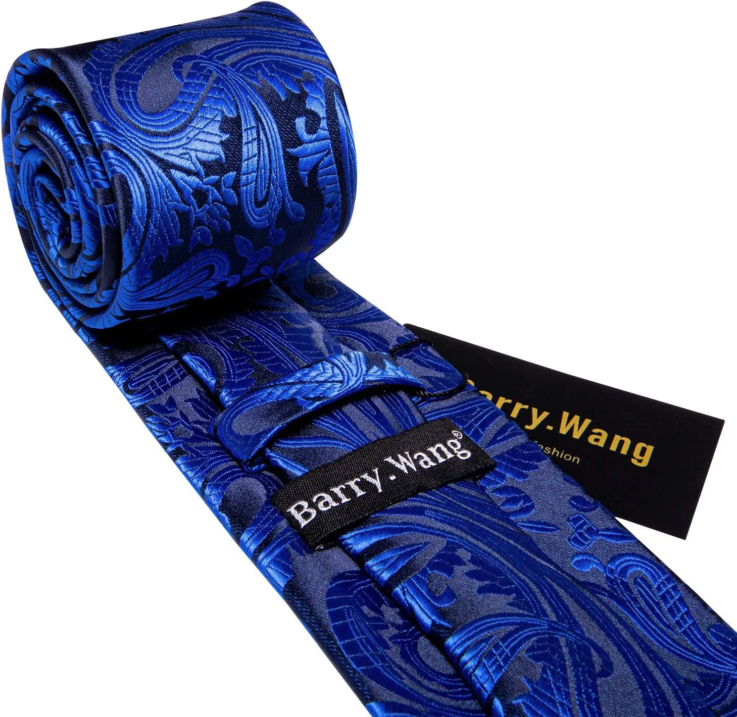 Barry.Wang Men Ties Paisley Woven Silk Necktie Set with Pocket Suqare Cufflinks Formal