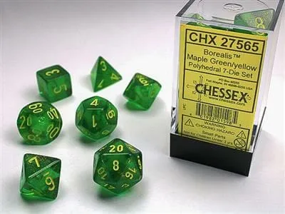 Borealis Maple Green/yellow Polyhedral 7-Die Set