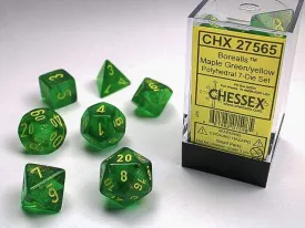 Borealis Maple Green/yellow Polyhedral 7-Die Set