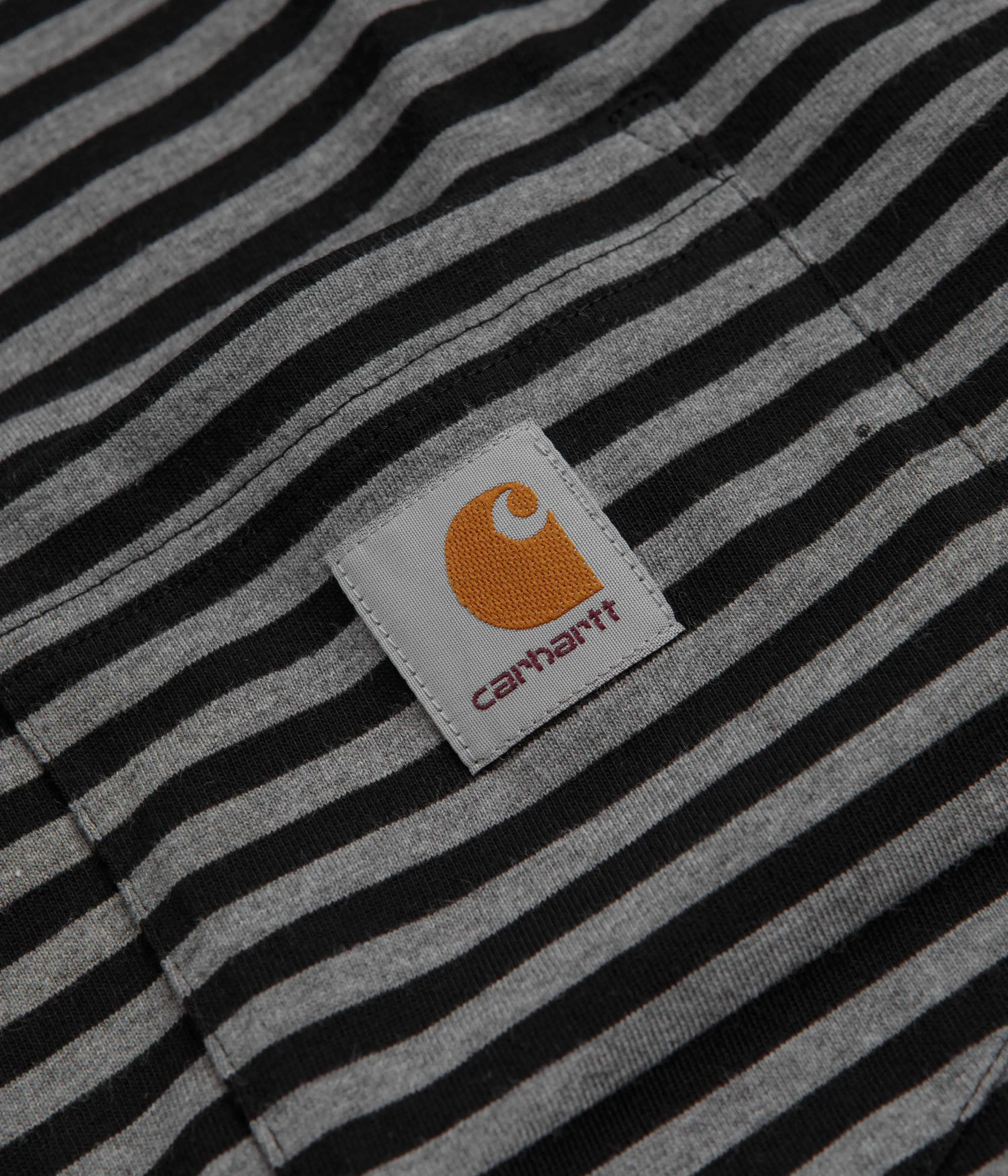 Carhartt Verner Pocket Long Sleeve T-Shirt - Verner Stripe / Black / Dark Grey Heather