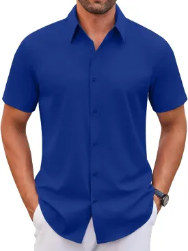 COOFANDY Men's Stretch Dress Shirts Short Sleeve Wrinkle Free Casual Button Down Shirts