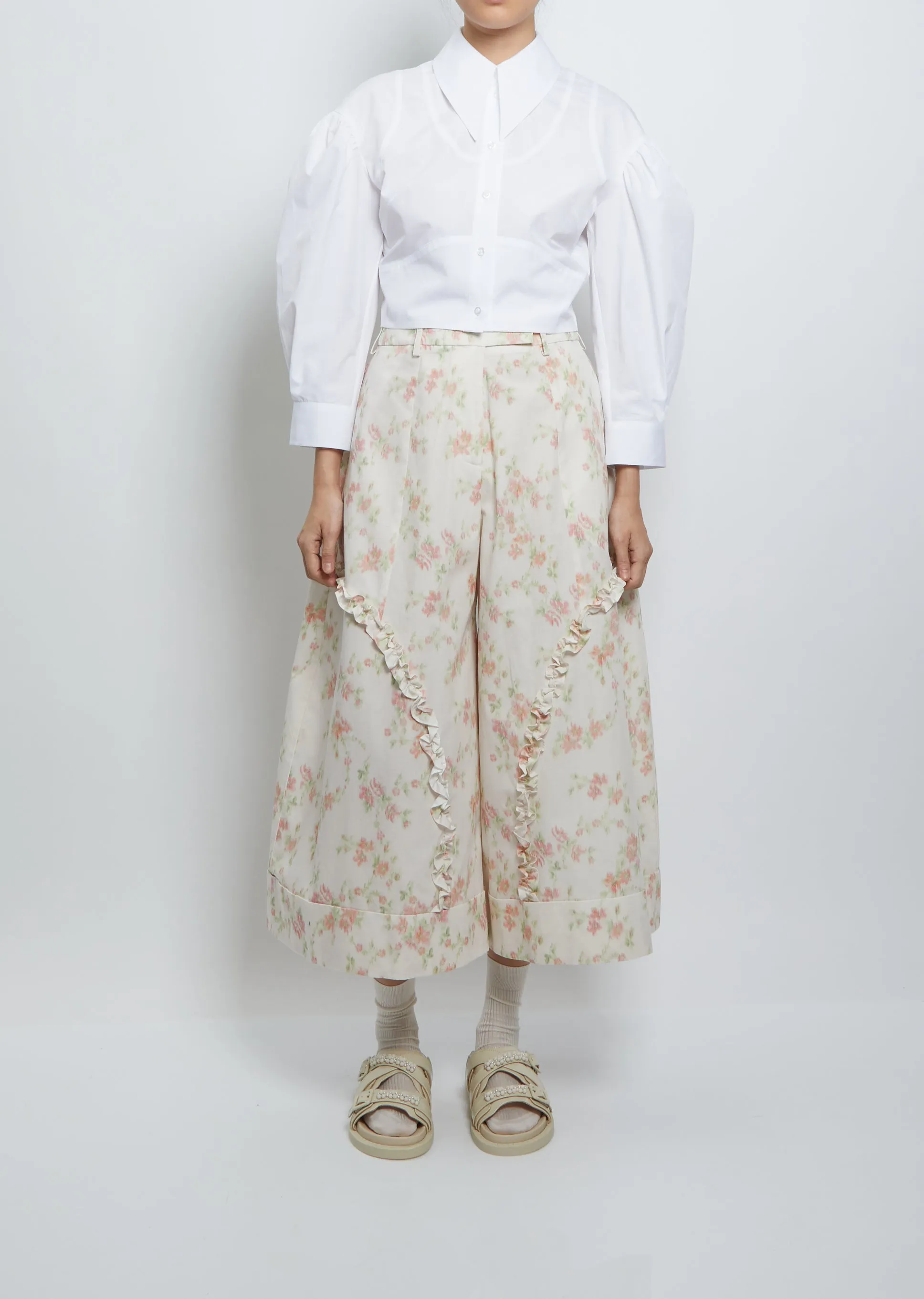 Cropped Sculpted Shirt — White