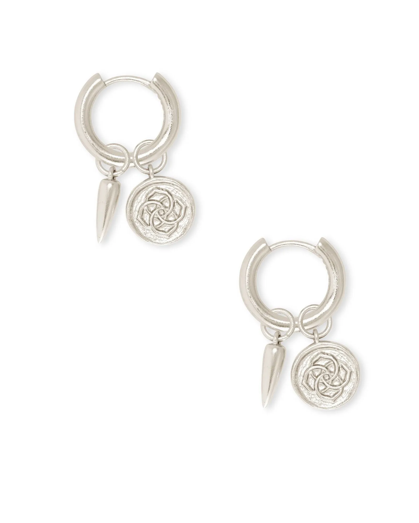Dira Coin Huggie Earring in Silver Metal