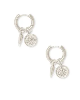 Dira Coin Huggie Earring in Silver Metal