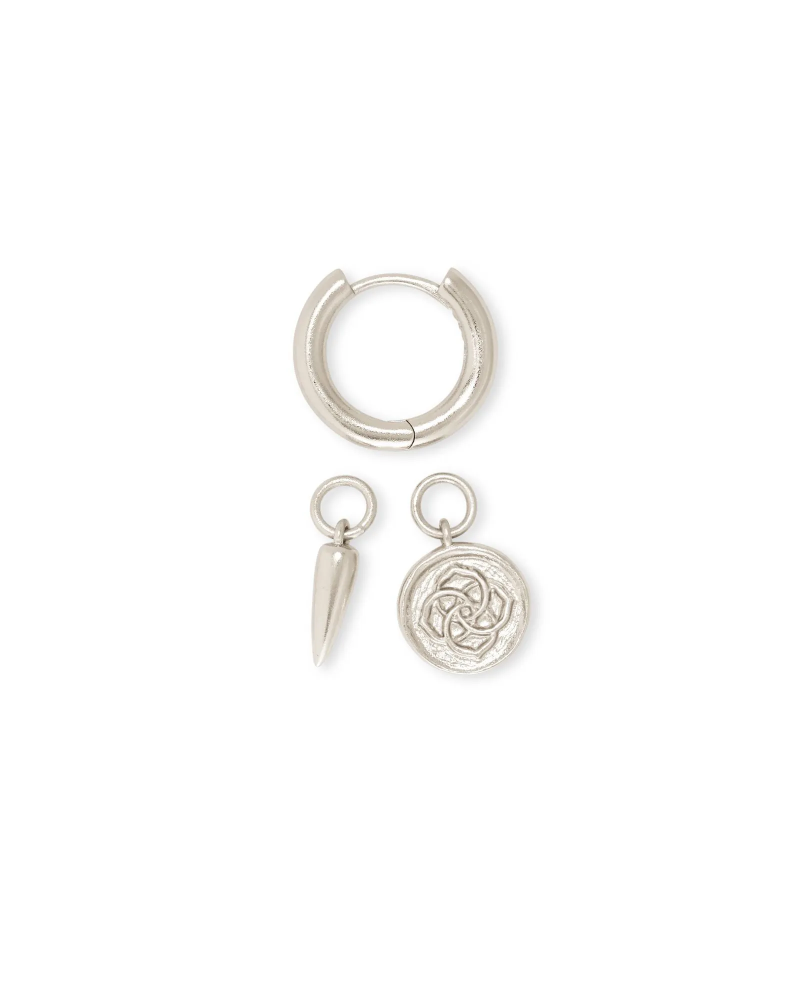 Dira Coin Huggie Earring in Silver Metal
