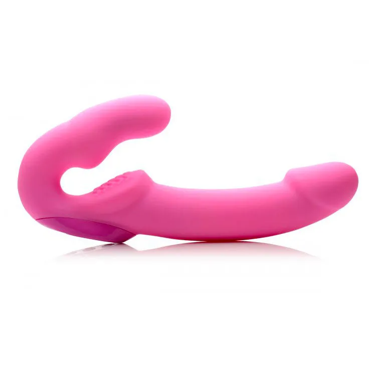 Evoke Super Rechargeable Vibrating Strapless Strap-On Pink