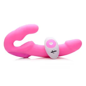 Evoke Super Rechargeable Vibrating Strapless Strap-On Pink