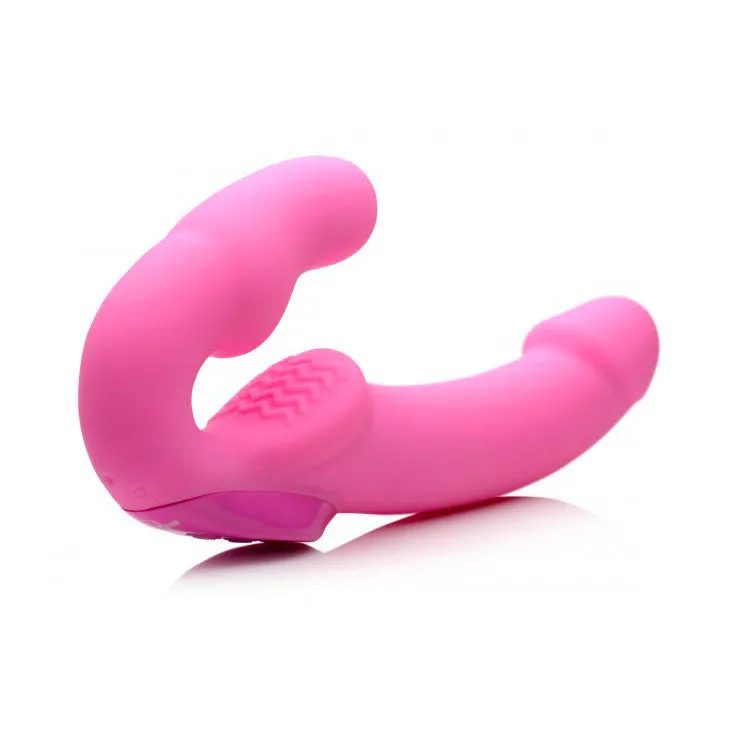 Evoke Super Rechargeable Vibrating Strapless Strap-On Pink