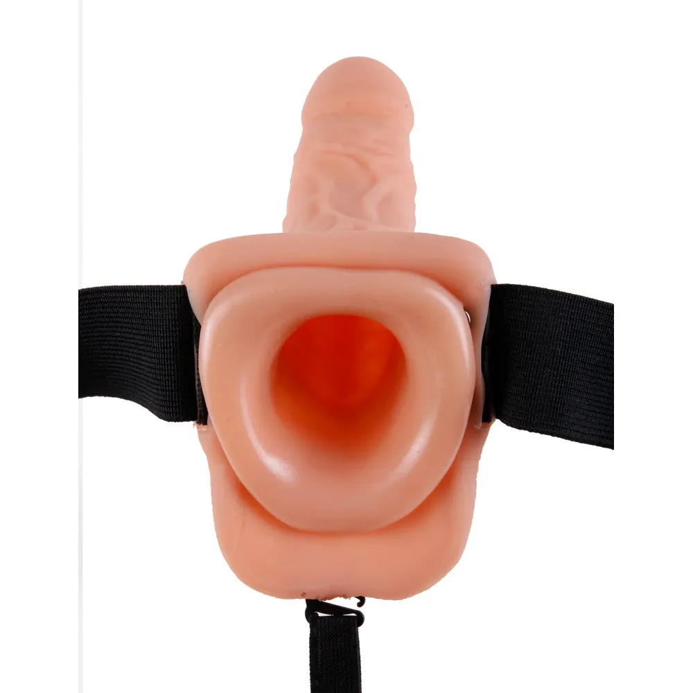 Fetish Fantasy Series 9 Inch Vibrating Hollow Strap-On Flesh