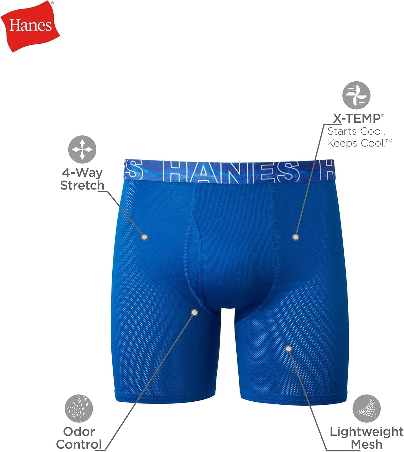 Hanes Men's X-Temp 4-Way Performance Stretch Mesh 3-Pack Boxer Brief