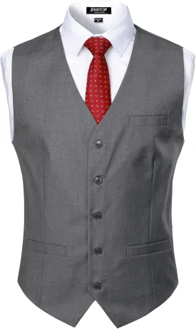 Men's Classic Slim Fit Dress Vest Formal Wedding Prom Tuxedo Suit Vest with Pocket