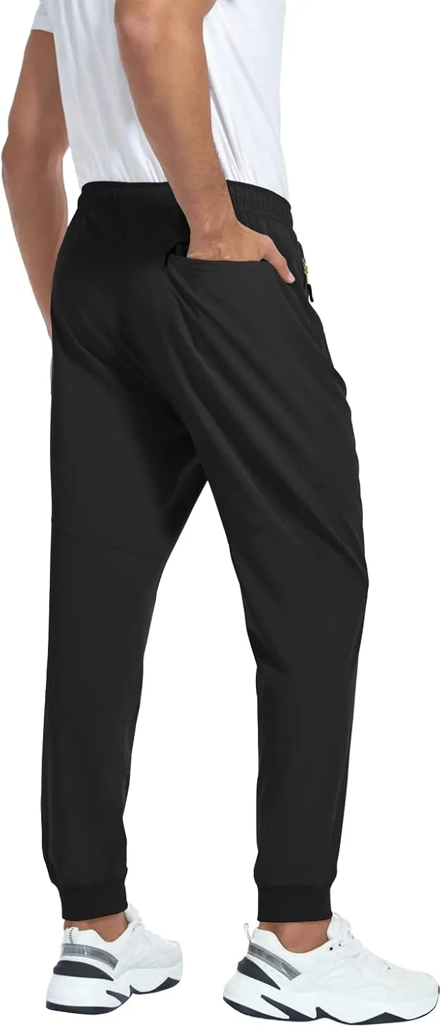 Men's Lightweight Jogger Pants Quick Dry Athletic Hiking Pants for Men with 3 Zipper Pockets