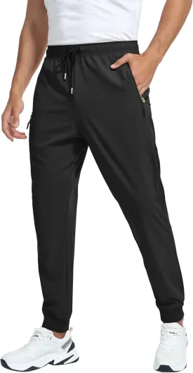 Men's Lightweight Jogger Pants Quick Dry Athletic Hiking Pants for Men with 3 Zipper Pockets