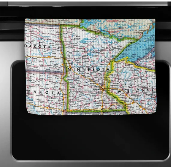 Minnesota Map Tea Towel