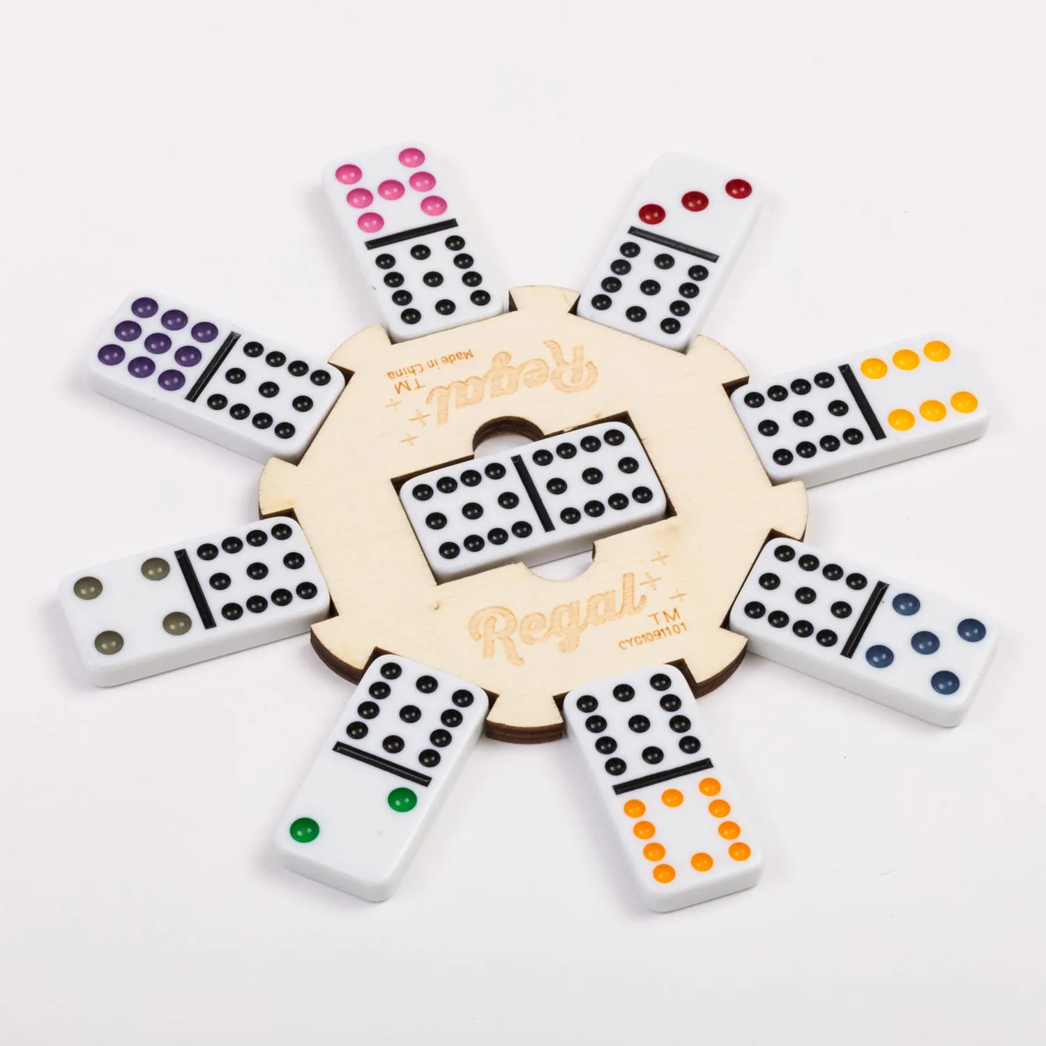 Regal Games Double 12 Mexican Train Dominoes (with Wooden Hub and 8 Trains)