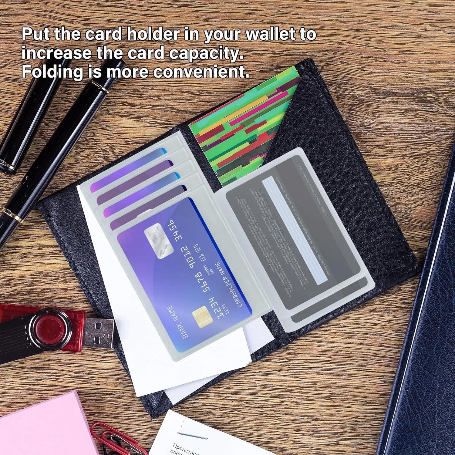 SET OF 2 Wallet Inserts Replacement 6 Page Card Holder for Bifold or Trifolds Wallet