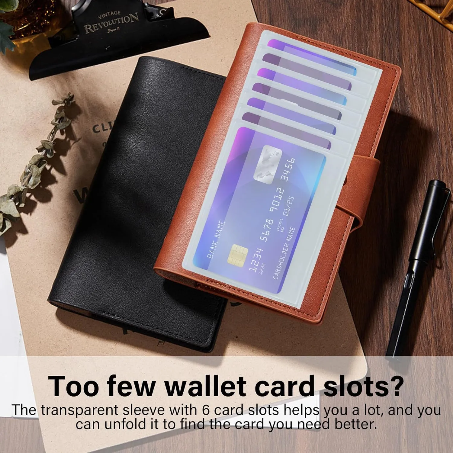 SET OF 2 Wallet Inserts Replacement 6 Page Card Holder for Bifold or Trifolds Wallet