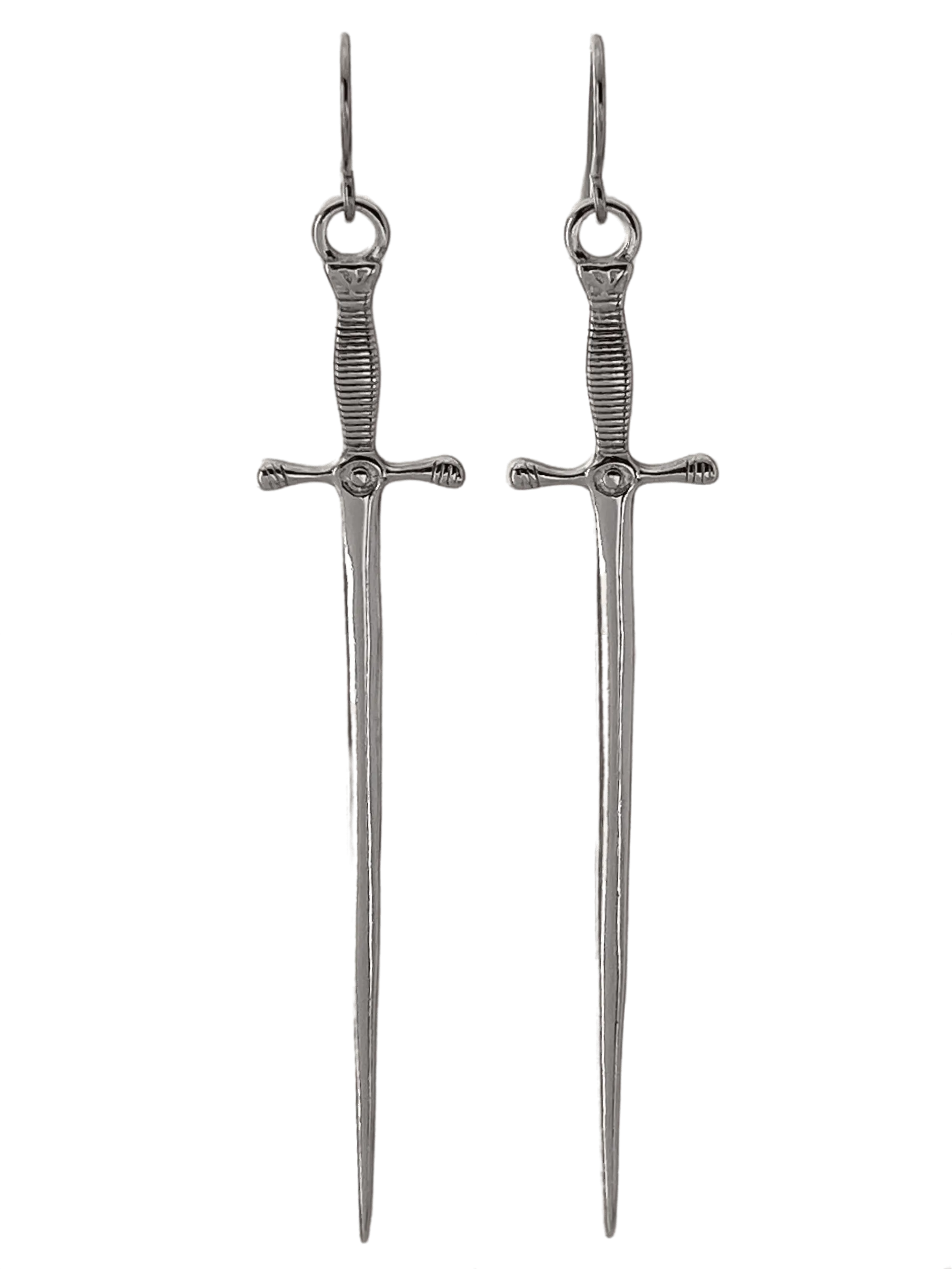 The Silvet Long Dagger Earrings - Silver