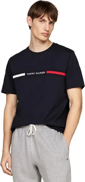 Tommy Hilfiger Men's Short Sleeve Cotton Graphic T-Shirts with Signature Stripe Logo, Also Available in Big & Tall