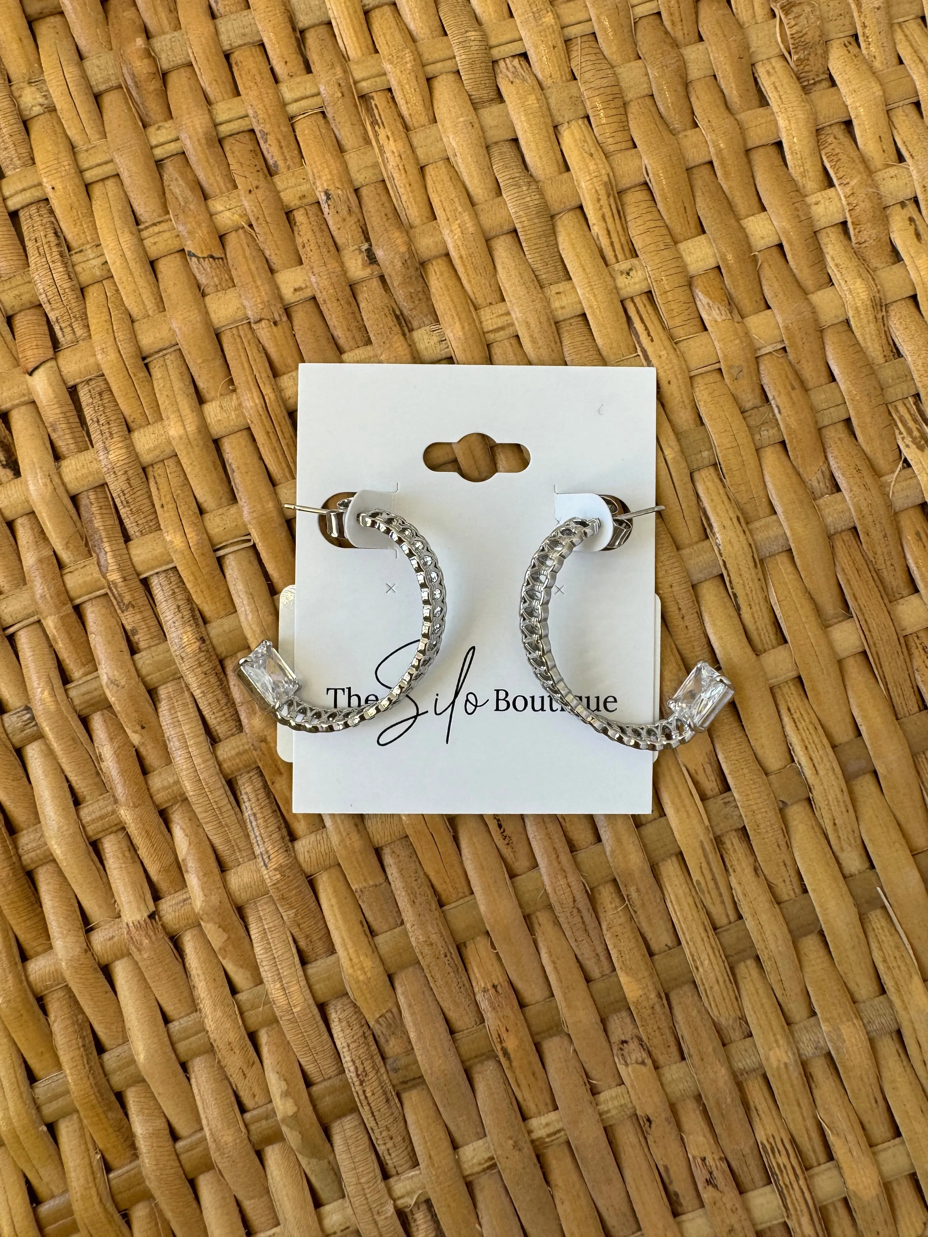 Twist Rhinestone Hoop Earrings