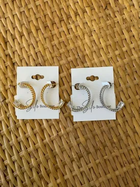 Twist Rhinestone Hoop Earrings