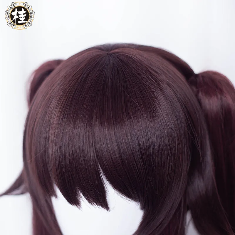 Uwowo Genshin Impact Cosplay Hu Tao Cosplay Wig 115cm Brown Claw Clip Ponytail Hutao Hair