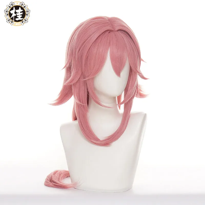 Uwowo Genshin Impact Inazuma Yae Miko Cosplay Wig 80cm Pink Long Hair