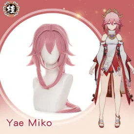 Uwowo Genshin Impact Inazuma Yae Miko Cosplay Wig 80cm Pink Long Hair