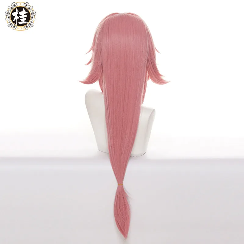 Uwowo Genshin Impact Inazuma Yae Miko Cosplay Wig 80cm Pink Long Hair