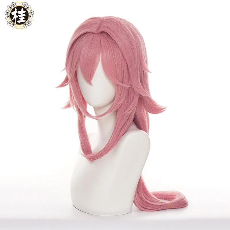 Uwowo Genshin Impact Inazuma Yae Miko Cosplay Wig 80cm Pink Long Hair