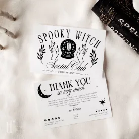 Witchy Halloween Social Club Business Thank You Card Canva Template | Witch Vibes