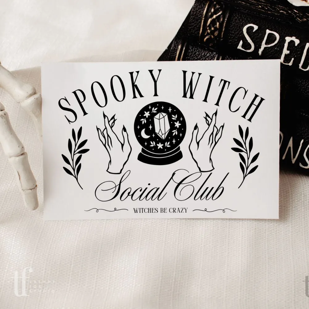 Witchy Halloween Social Club Business Thank You Card Canva Template | Witch Vibes